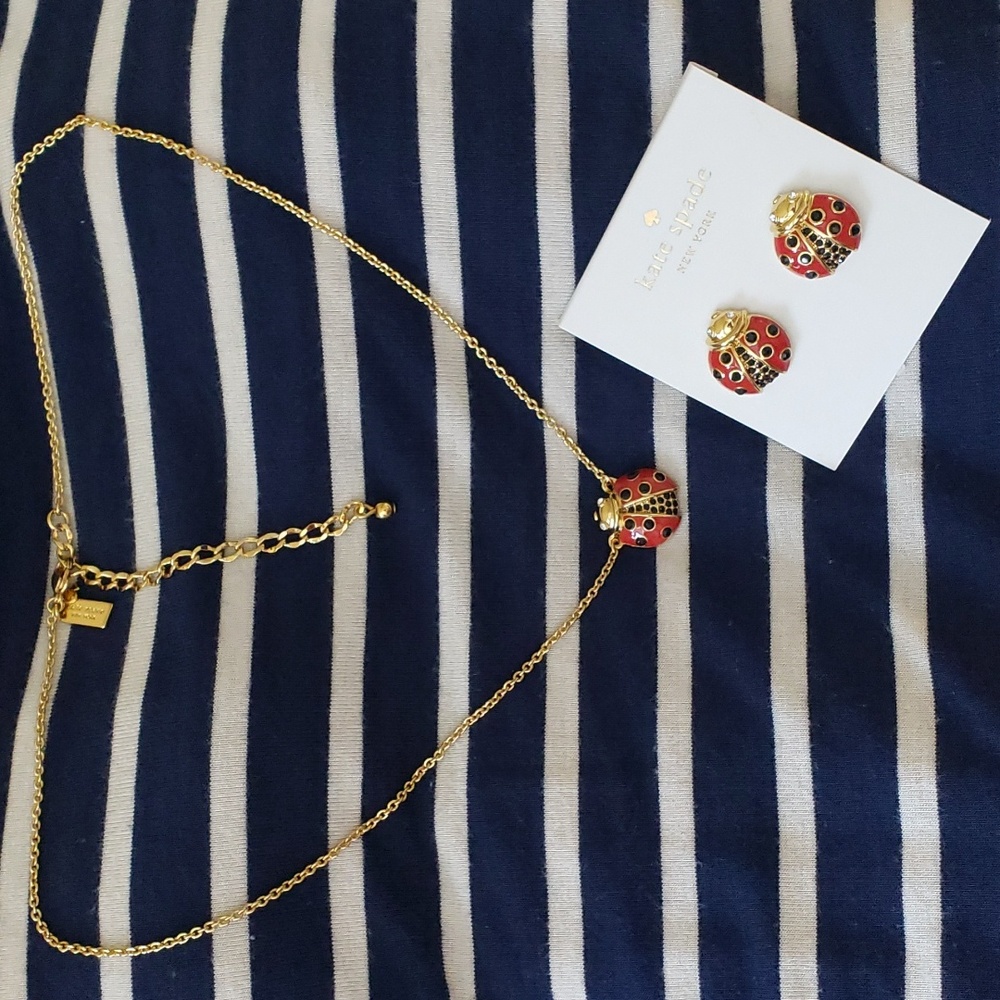 Kate Spade New York Garden Party Ladybug studs and necklace set